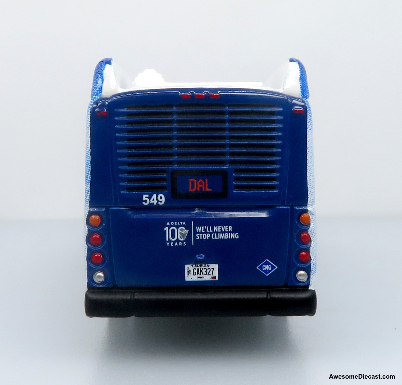 NFI Xcelsior XN40 Airport Crew Transit Bus: Delta 100th Anniversary 1:87 (HO) Diecast Model Bus by Iconic Replicas
