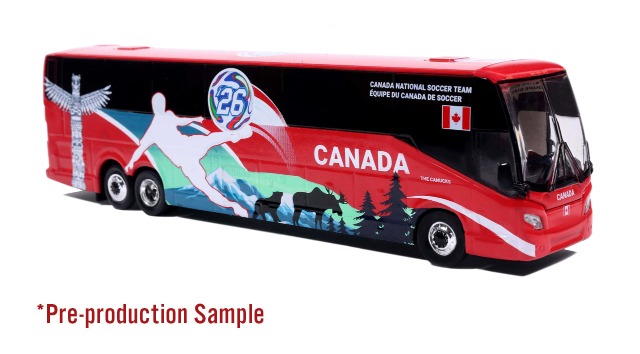 Prevost H3-45 Coach: World Cup Canada National Team 1:87 (HO) Diecast Model Bus by Iconic Replicas