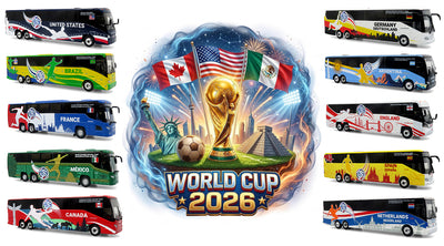 World Cup 2026: All 10 National Team Bus Bundle 1:87 (HO) Diecast Model Buses by Iconic Replicas