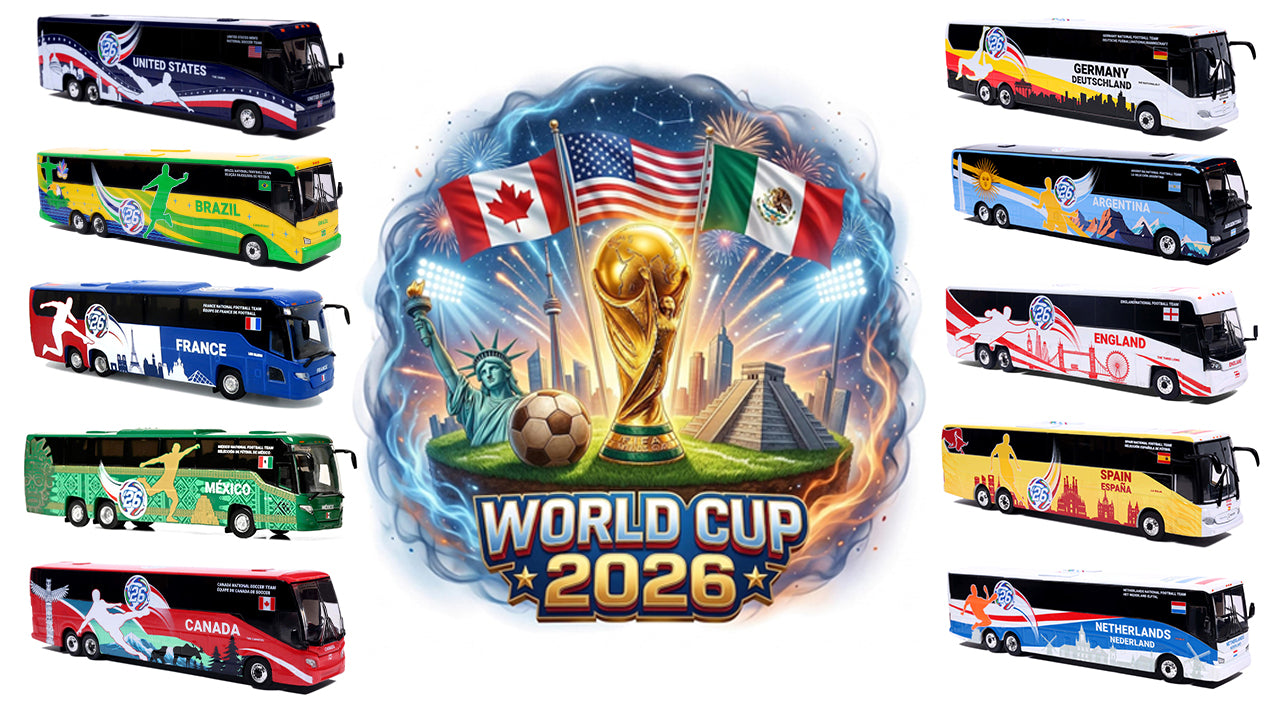 World Cup 2026: All 10 National Team Bus Bundle 1:87 (HO) Diecast Model Buses by Iconic Replicas
