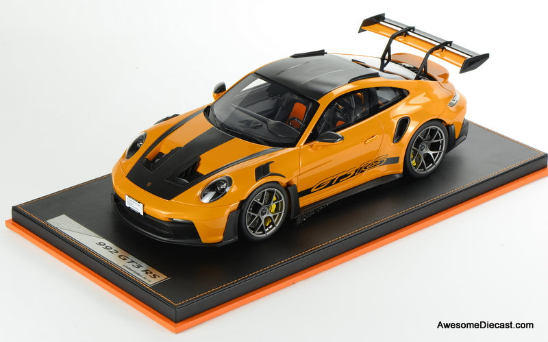 Porsche 911 (992) GT3 RS, Orange w/Gunmetal Wheels 1:12 Resin Cast Model by Ivy Merit