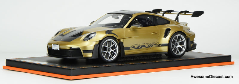 Porsche 911 (992) GT3 RS, Gold w/Silver Wheels 1:12 Resin Cast Model by Ivy Merit