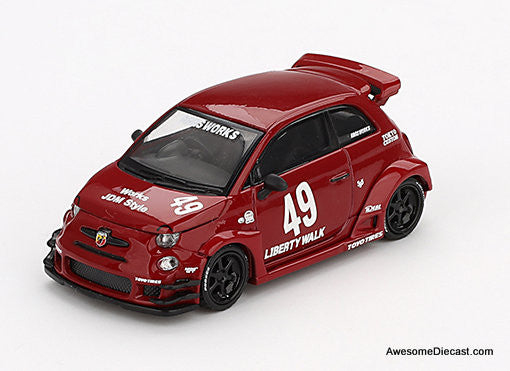 Fiat Abarth 595 LB-Works, Abas Works, Red 1:64 Diecast Model Car by Mini GT