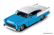 1955 Chevrolet Bel Air, Blue/White 1:64 Diecast Model Car by Majorette