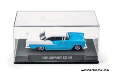 1955 Chevrolet Bel Air, Blue/White 1:64 Diecast Model Car by Majorette