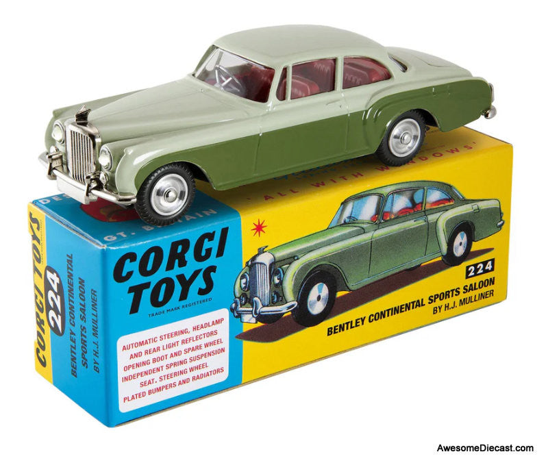 Bentley Continental Sports Saloon, 2 Tone Green 1:50 Diecast Model Car by Corgi Re-Creation