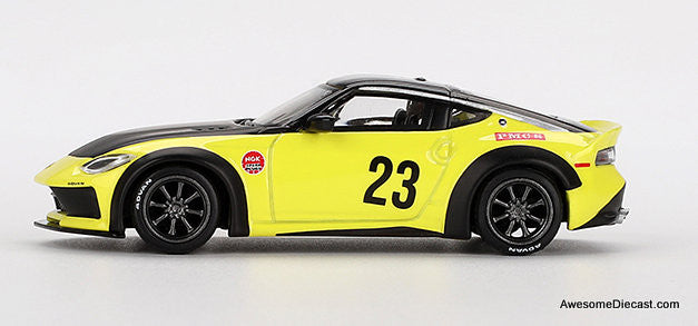 Nissan Z LB-Nation Works #23, Ikazuchi Yellow 1:64 Diecast Model Car by Mini GT