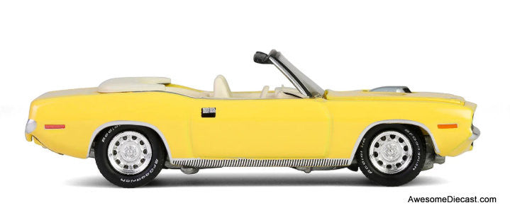 1970 Plymouth 'Cuda Convertible, Yellow 1:64 Diecast Model Car by Greenlight