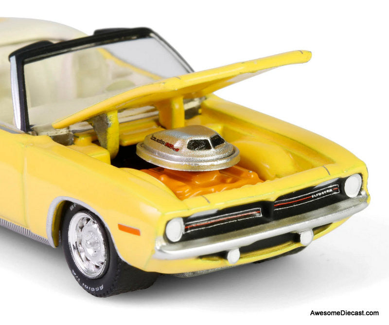 1970 Plymouth 'Cuda Convertible, Yellow 1:64 Diecast Model Car by Greenlight