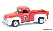 1954 Ford F-100 Pick-Up, Red/White: Red Crown Gasoline 1:64 Diecast Model Truck by Greenlight