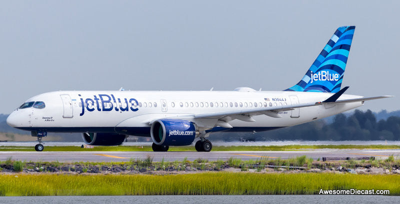 Airbus A220-300: JetBlue (Reg# N3044J) Dawning of a Blue Era 1:200 ABS Plastic Model Plane by Sky Marks