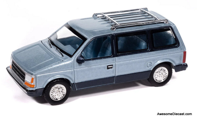 1987 Plymouth Voyager, Ice Blue/Twilight Blue 1:64 Diecast Model Car by Auto World