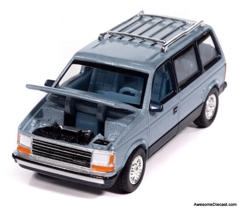 1987 Plymouth Voyager, Ice Blue/Twilight Blue 1:64 Diecast Model Car by Auto World