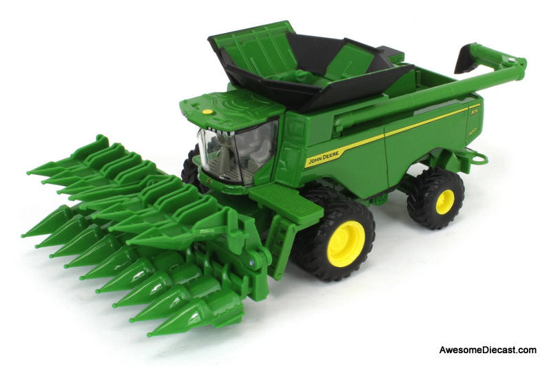 John Deere Harvesting Set w/8R 370 Tractor, Grain Cart, X9 1100 Combine & Grain Semi Tractor Trailer 1:64 Diecast Model Vehicles by ERTL
