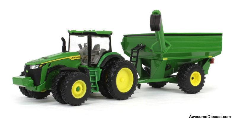 John Deere Harvesting Set w/8R 370 Tractor, Grain Cart, X9 1100 Combine & Grain Semi Tractor Trailer 1:64 Diecast Model Vehicles by ERTL