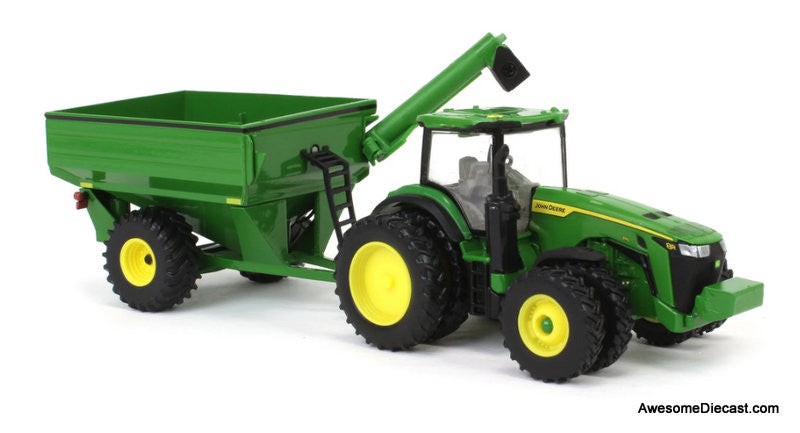 John Deere Harvesting Set w/8R 370 Tractor, Grain Cart, X9 1100 Combine & Grain Semi Tractor Trailer 1:64 Diecast Model Vehicles by ERTL