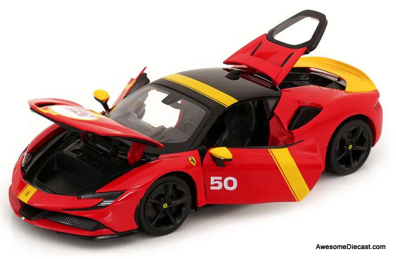 Ferrari SF90 Stradale Assetto Fiorano #50, Red 1:18 Diecast Model Car by Maisto