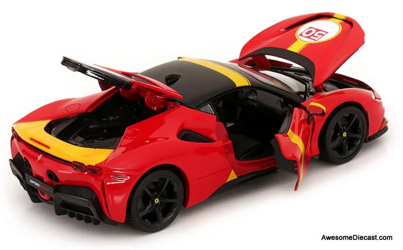 Ferrari SF90 Stradale Assetto Fiorano #50, Red 1:18 Diecast Model Car by Maisto