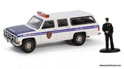 1985 GMC Suburban 2500 w/Police Officer Figure: NYC Police Department 1:64 Diecast Model Car by Greenlight