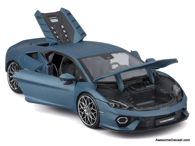 Lamborghini Temerario, Matte Blue 1:18 Diecast Model Car by Burago