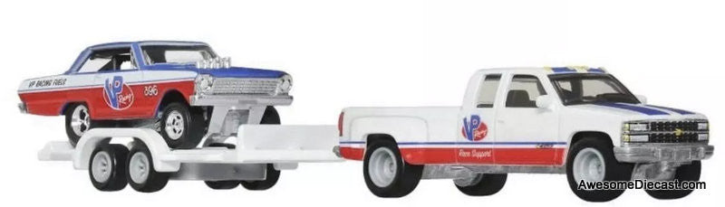 Hot Wheels Premium 1963 Chevrolet Nova & 1988 Chevrolet Silverado 3500 w/Trailer 1:64 Diecast Model Vehicles by Hot Wheels