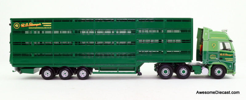 Corgi 1:50 2008 Volvo FH Sleeper Tractor w/Livestock Trailer: R.I. Stamper Haulage Ltd, Kirkbride, Cumbria