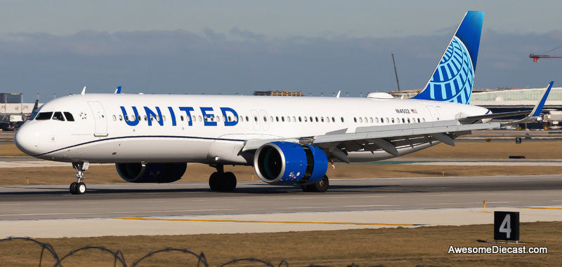 Airbus A321neo: United Airlines (Reg #N14502) 1:400 Diecast Model Plane by Gemini Jets