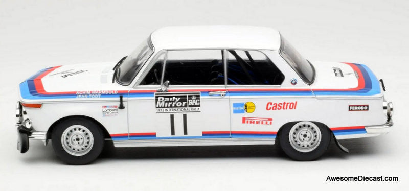 IXO  2002 ラリー ミニカー 1/18 1973 中古品 BMW 2002 #11, White 1973 RAC Rally 1:18 Diecast Model Car by IXO