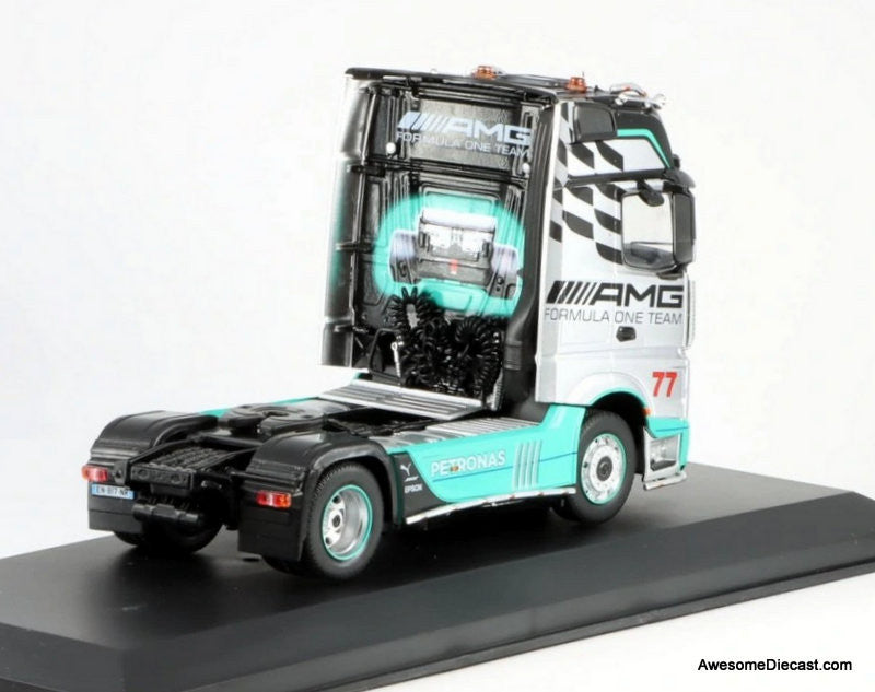 2012 Mercedes Benz Actros MP4 Sleeper Tractor "AMG Petronas Formula 1" 1:43 Diecast Model Truck by Hachette