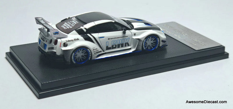 Nissan LB-Silhouette Works GT 35GT-RR, White/Carbon Fiber 1:64 Diecast Model Car by My Model Collect