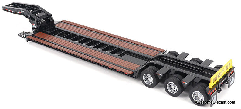 Trail King TK120 Hydraulic Detachable Gooseneck Lowboy Trailer, Black (Outrigger Version) 1:50 Diecast Model Trailer by Diecast Masters