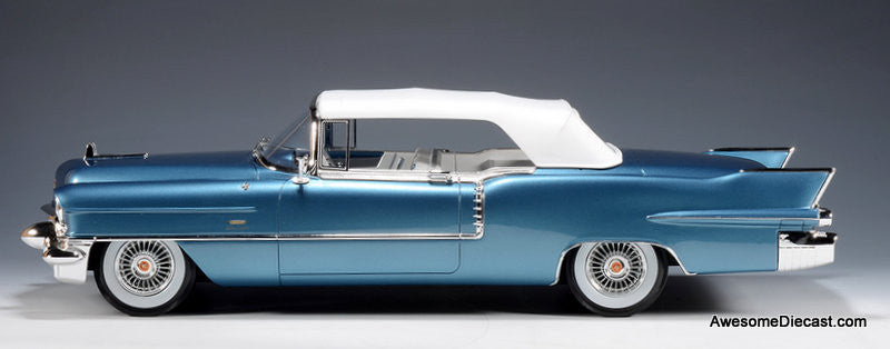 1956 Cadillac Eldorado Biarritz Convertible (Closed Roof), Bahama Blue 1:18 Resin Cast Model by Stamp Models