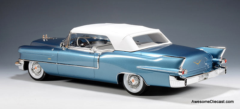 1956 Cadillac Eldorado Biarritz Convertible (Closed Roof), Bahama Blue 1:18 Resin Cast Model by Stamp Models