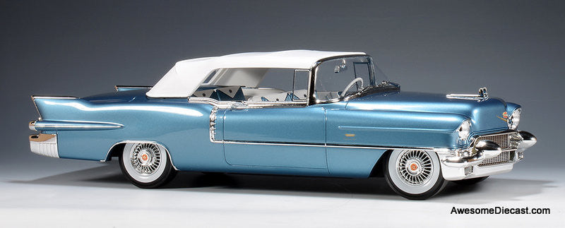 1956 Cadillac Eldorado Biarritz Convertible (Closed Roof), Bahama Blue 1:18 Resin Cast Model by Stamp Models