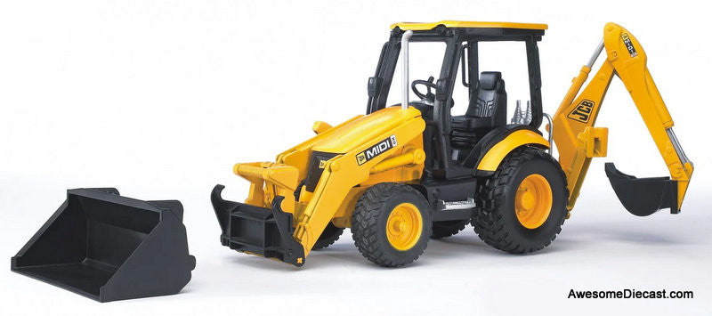JCB MIDI CX Backhoe Loader, Yellow 1:16 ABS Plastic Model Tractor by Bruder