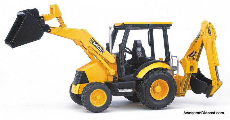 JCB MIDI CX Backhoe Loader, Yellow 1:16 ABS Plastic Model Tractor by Bruder
