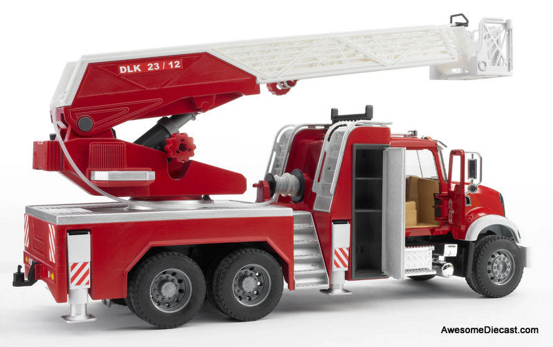 Mack Granite Fire Engine w/Ladder, Pump, Light & Sound Module 1:16 ABS Plastic Model Fire Truck by Bruder