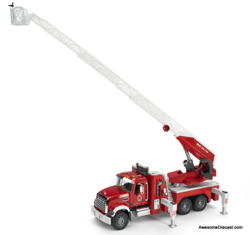 Mack Granite Fire Engine w/Ladder, Pump, Light & Sound Module 1:16 ABS Plastic Model Fire Truck by Bruder