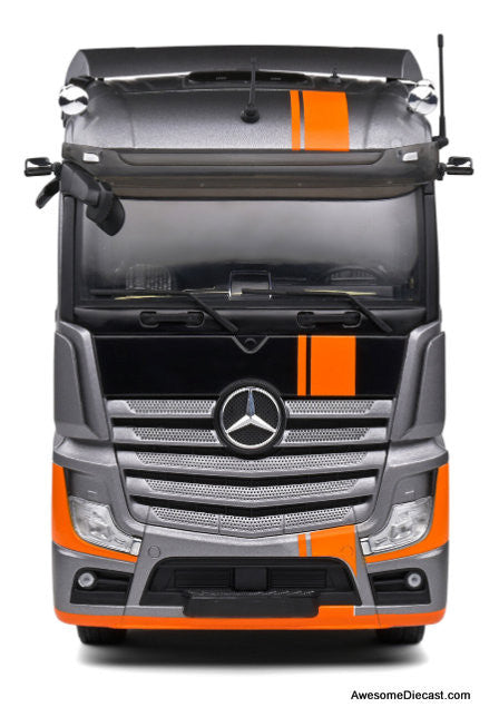 2019 Mercedes Benz Actros Tractor, Gray/Orange: Grand Prix Edition 1:24 Diecast Model Truck by Solido