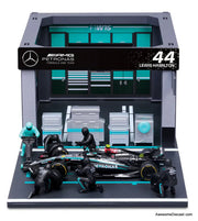 Mercedes-Benz AMG Petronas Diorama Set, #44 Lewis Hamilton 1:43 Diecast/ABS Plastic Model Set by Burago