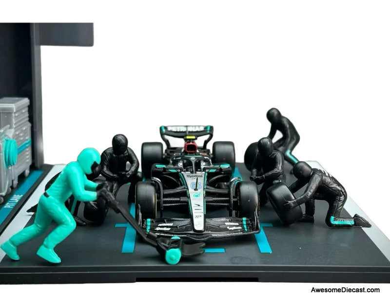 Mercedes-Benz AMG Petronas Diorama Set, #44 Lewis Hamilton 1:43 Diecast/ABS Plastic Model Set by Burago