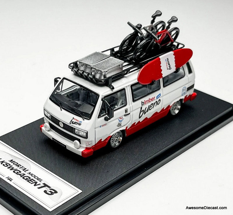 Volkswagen T3 Lowside Camper w/Accessories, Kinder Chocolate Bueno 1:64 Diecast Model Car by Mortal
