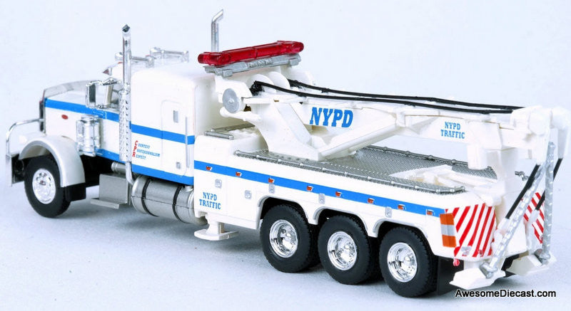 1973 Peterbilt 359 Tow Truck, White: NYPD Traffic Division 1:87 ABS Plastic Model Truck by Brekina