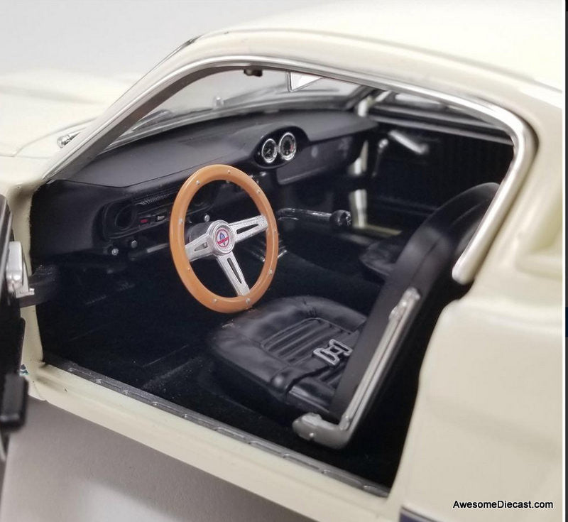 1965 Shelby GT350 (Snake On A Plane), Wimbledon White 1:18 Diecast Model Car by ACME