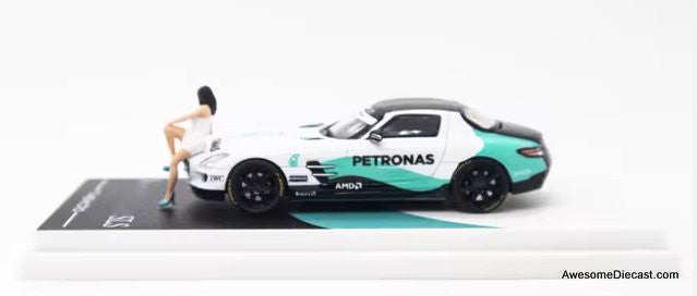 Mercedes Benz SLS Petronas Livery w/Figure 1:64 Diecast Model Car by Time Micro