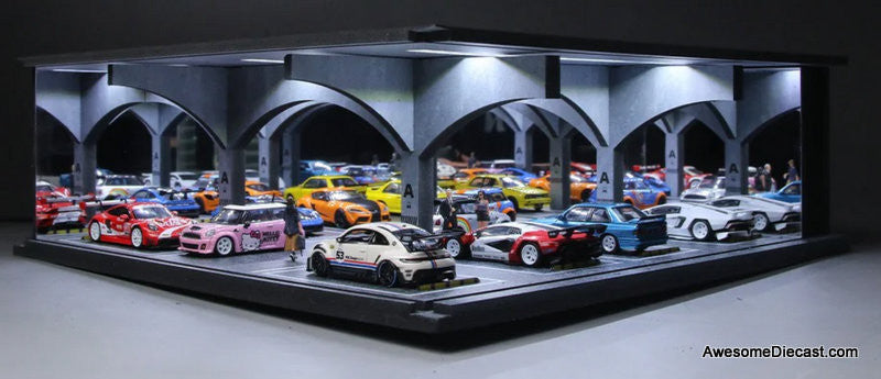 Underground Mirror Parking Garage w/Lighting 1:64 Diorama by MoreArt