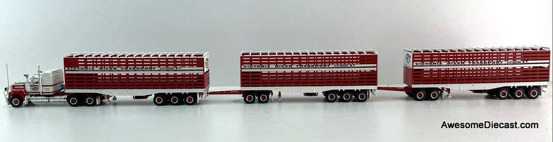 Mack Superliner Sleeper Tractor w/Livestock Road Train Trailers: Victoria River Transport 1:64 Diecast Model Truck by Highway Replicas