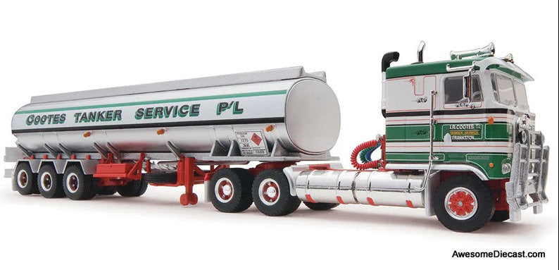 Kenworth K100 Sleeper Tractor (RHD) w/Tanker Trailer: Cootes Tanker Service 1:64 Diecast Model Truck by Highway Replicas