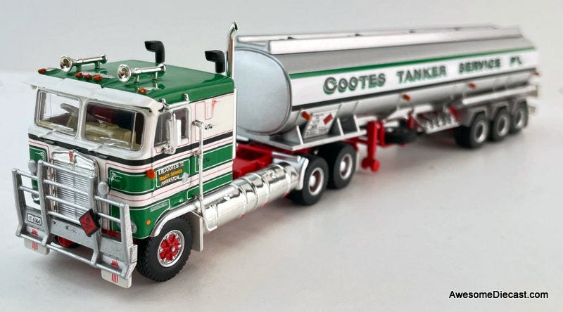 Kenworth K100 Sleeper Tractor (RHD) w/Tanker Trailer: Cootes Tanker Service 1:64 Diecast Model Truck by Highway Replicas