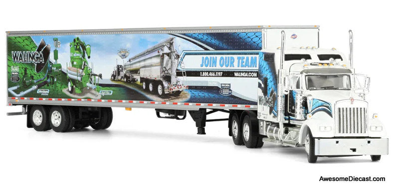 Kenworth W900L w/86" Studio Sleeper & 53' Utility Trailer w/Skirts:  Walinga Join Our Team 1:64 Diecast Model Truck DCP by FG